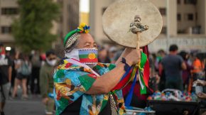 Mujer mapuche en marcha